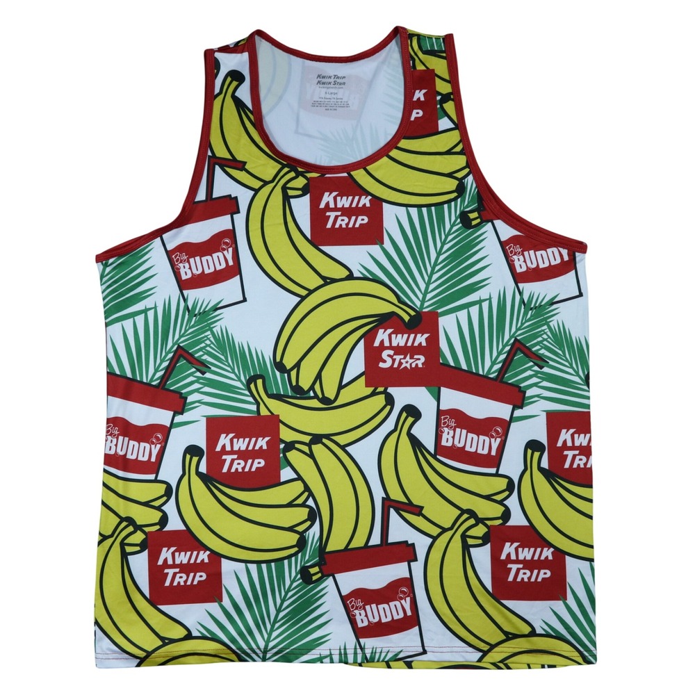 Kwik Trip Kwik Star Big Buddy Banana Tank Top Mens XL All Over Print Sleeveless